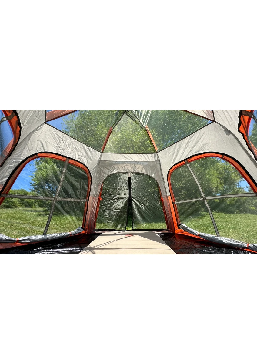 Tam Otomatik Su ve Rüzgar Geçirmez Gölgelikli Altıgen Çadır Aile Çadırı 280*240*155 cm